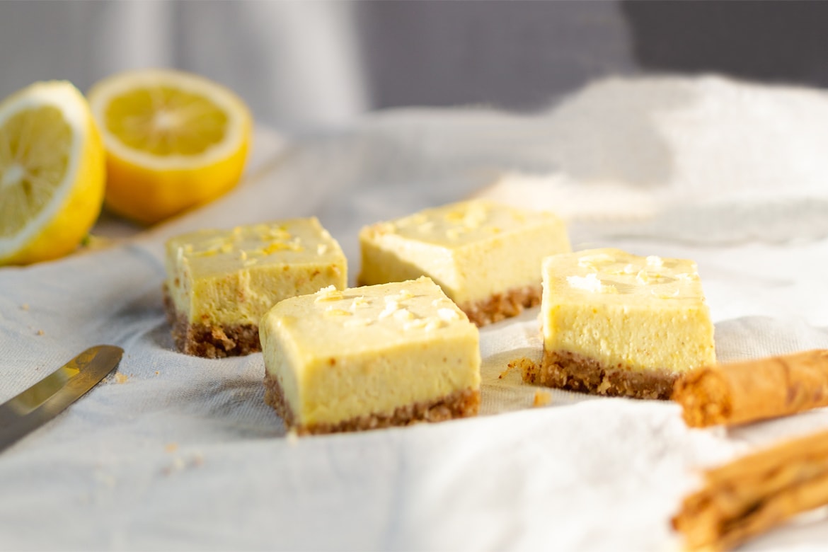 Lemon and Turmeric Golden Cheesecake Slice